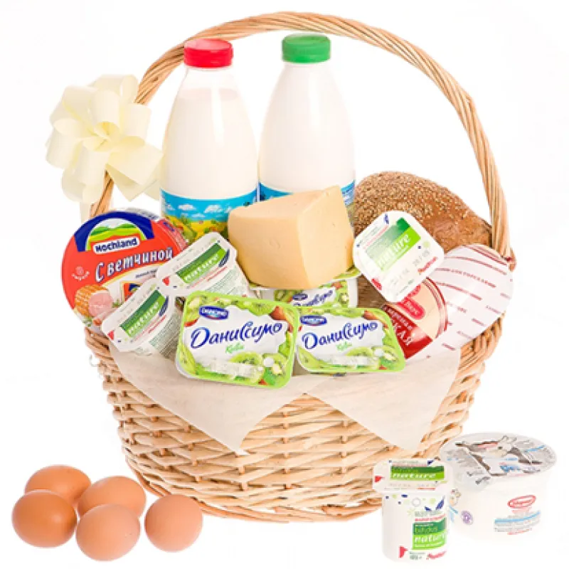 Корзинка свежих продуктов с хлебом и молоком, доставка Купино